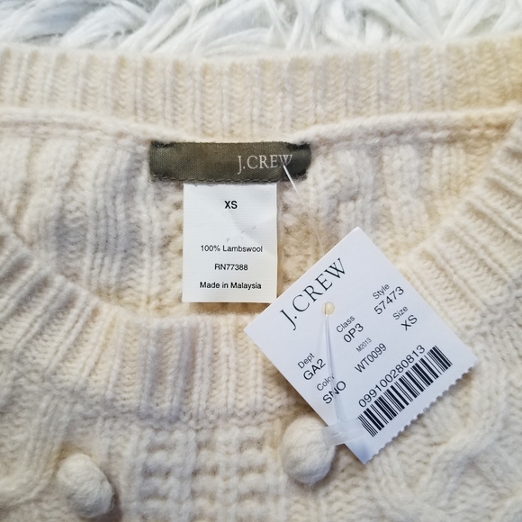 J Crew Popcorn Cable Knit Beige Lambswool Sweater - Picture 3 of 7